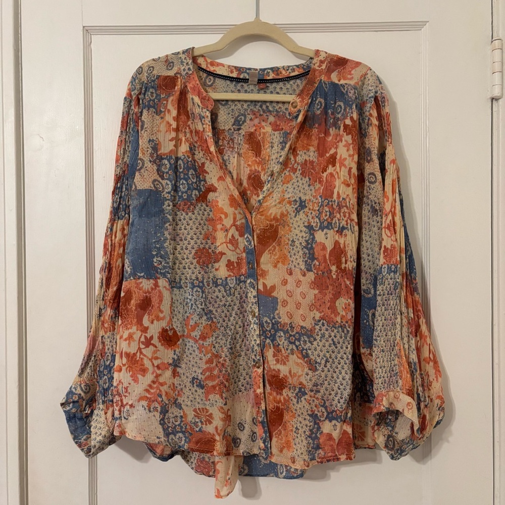 Anthropologie Pilcro Dolman Sleeve Button Down Blouse XL - Picture 5 of 5